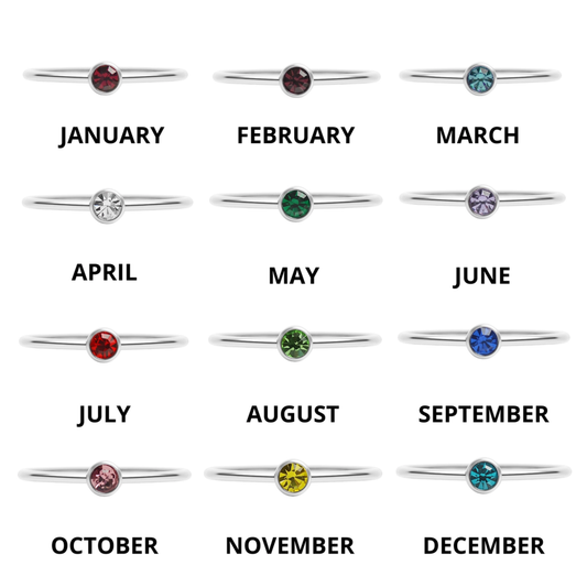 Stainless Steel Birthstone Engravable Stacking Ring (Copy)