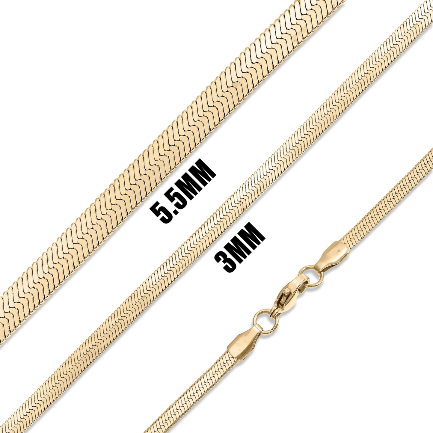 18K Gold Stainless Steel Herringbone Chain Necklace