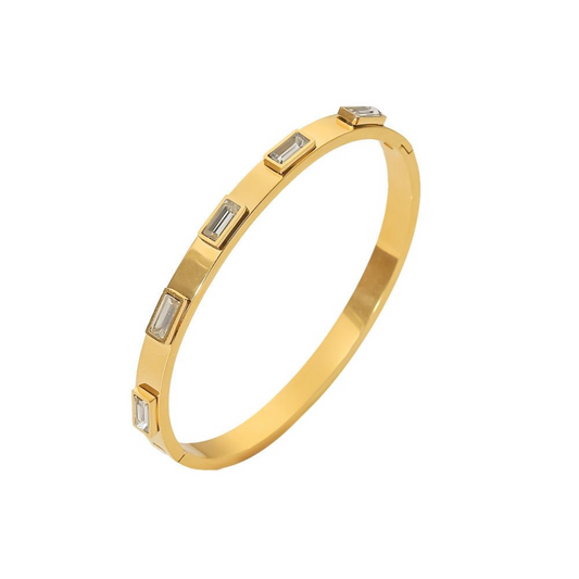 Cz Zircon Gold Bangle Bracelet Waterproof
