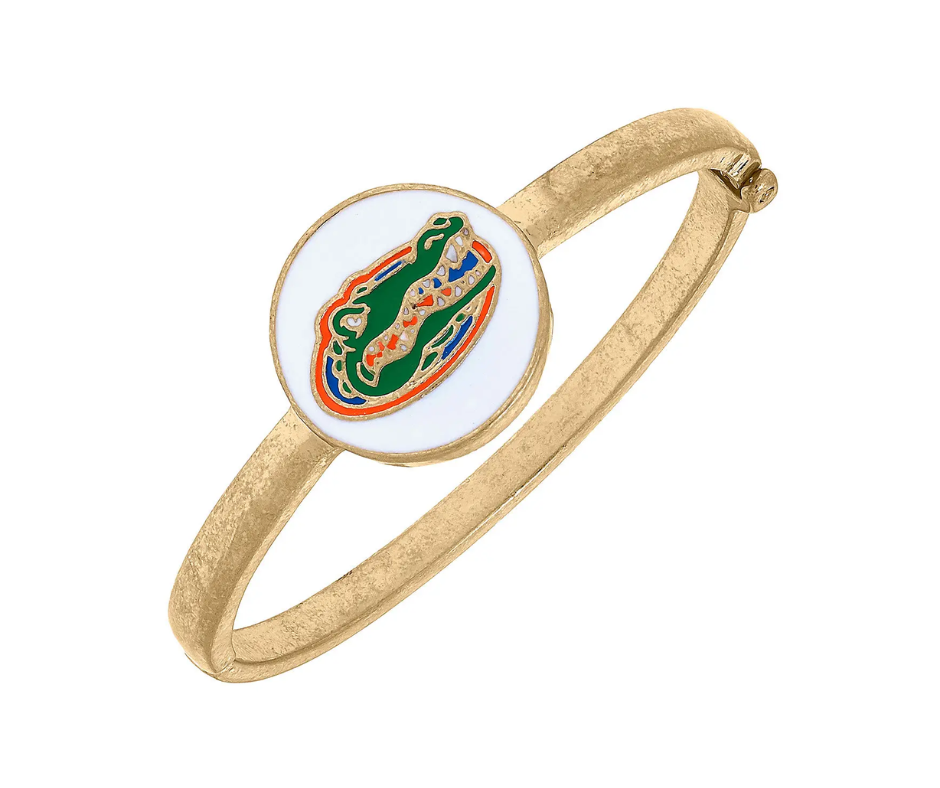 Florida Gators Enamel Statement Hinge Bangle in White