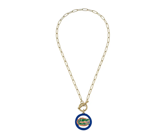 Florida Gators Logo Enamel T-Bar Necklace
