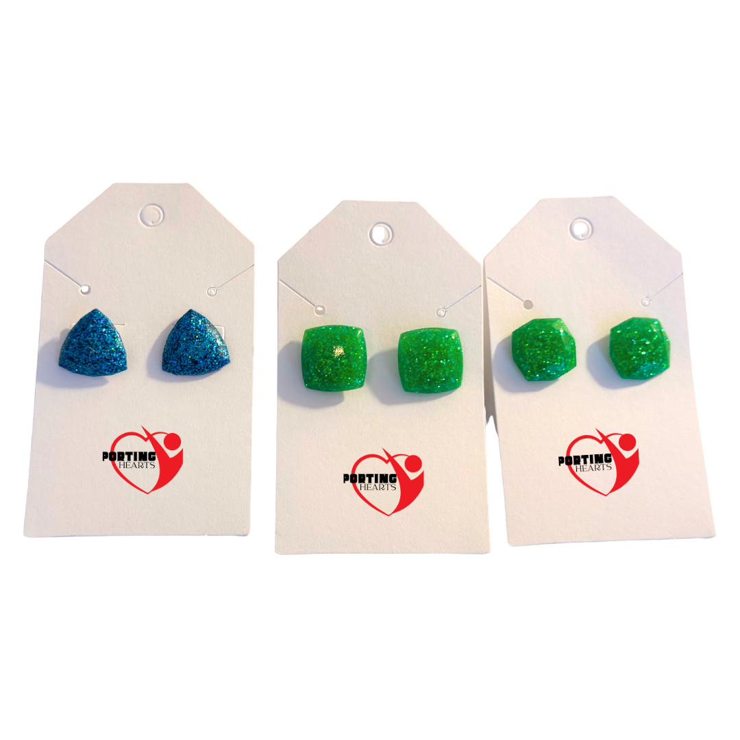 Personalized Glitter Sport Stud Earrings