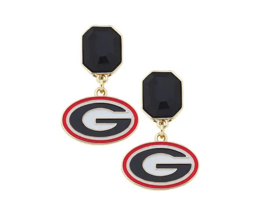 Georgia Bulldogs Rhinestone Enamel Logo Earrings