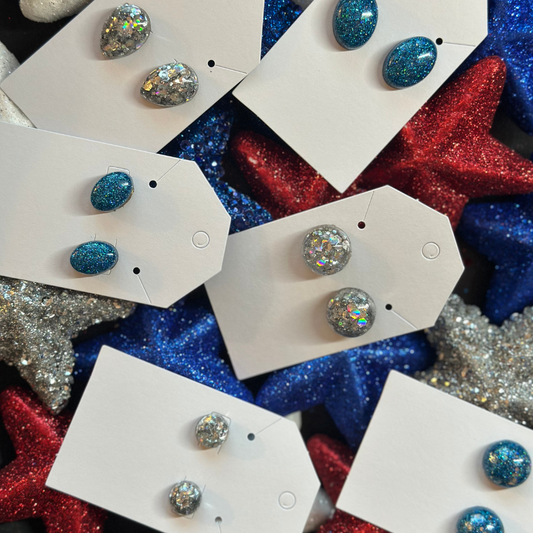 Game Day- Custom Glitter Stud Earrings