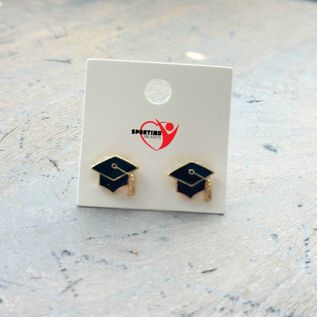 Graduation Cap Enamel Stud Earrings