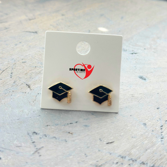 Graduation Cap Enamel Stud Earrings