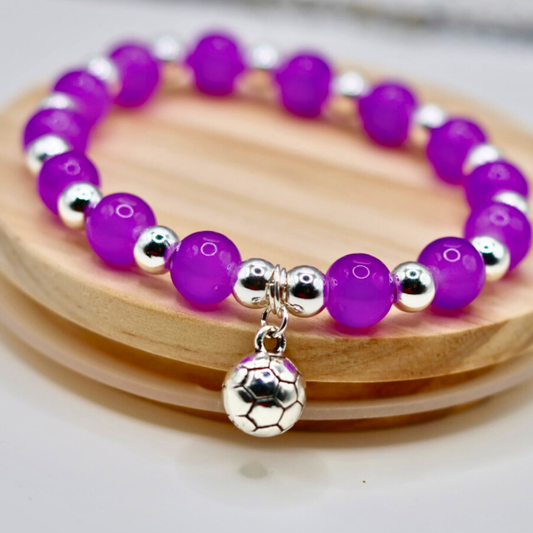 Silver Glass Stretch Sports Charm Bracelet