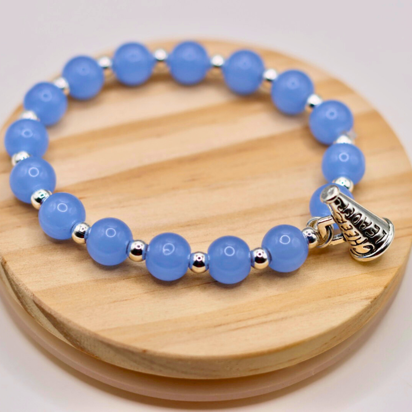 Silver Glass Stretch Sports Charm Bracelet
