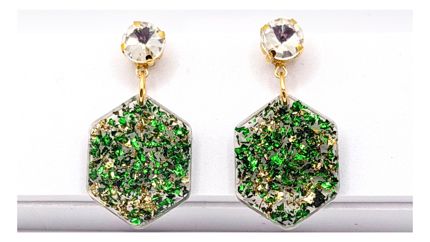 Lucky in Green & Gold Earrings