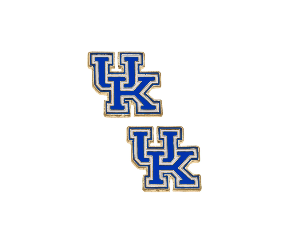 Kentucky Wildcats Enamel Logo Stud Earrings in Shiny Gold