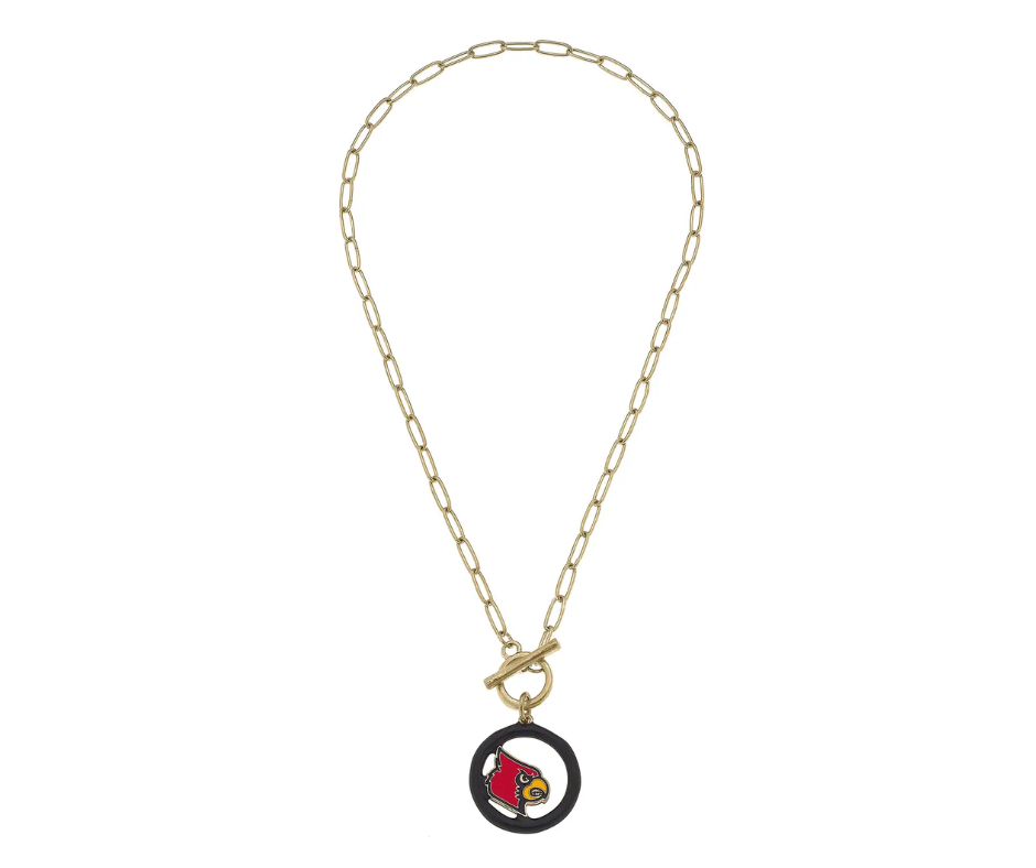Louisville Cardinals Enamel Logo T-Bar Necklace