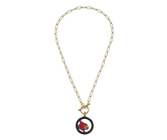 Louisville Cardinals Enamel Logo T-Bar Necklace
