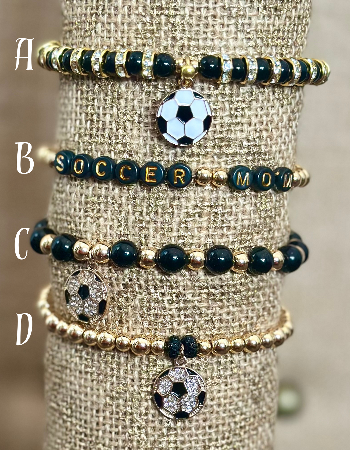 14K Gold Plated Soccer Stretch Bracelets