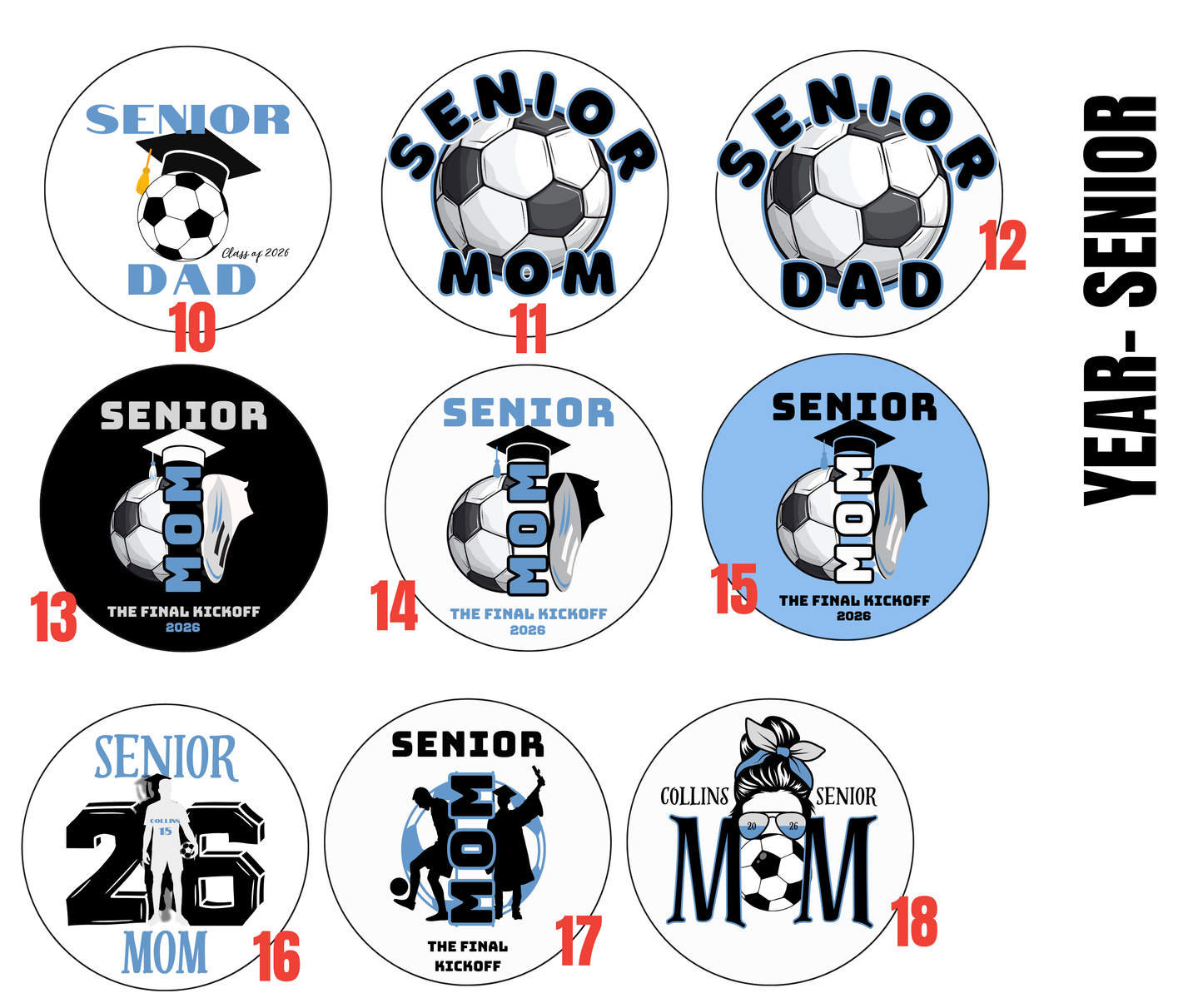 Personalized Game Day Button Pins- Collins High School Seniors