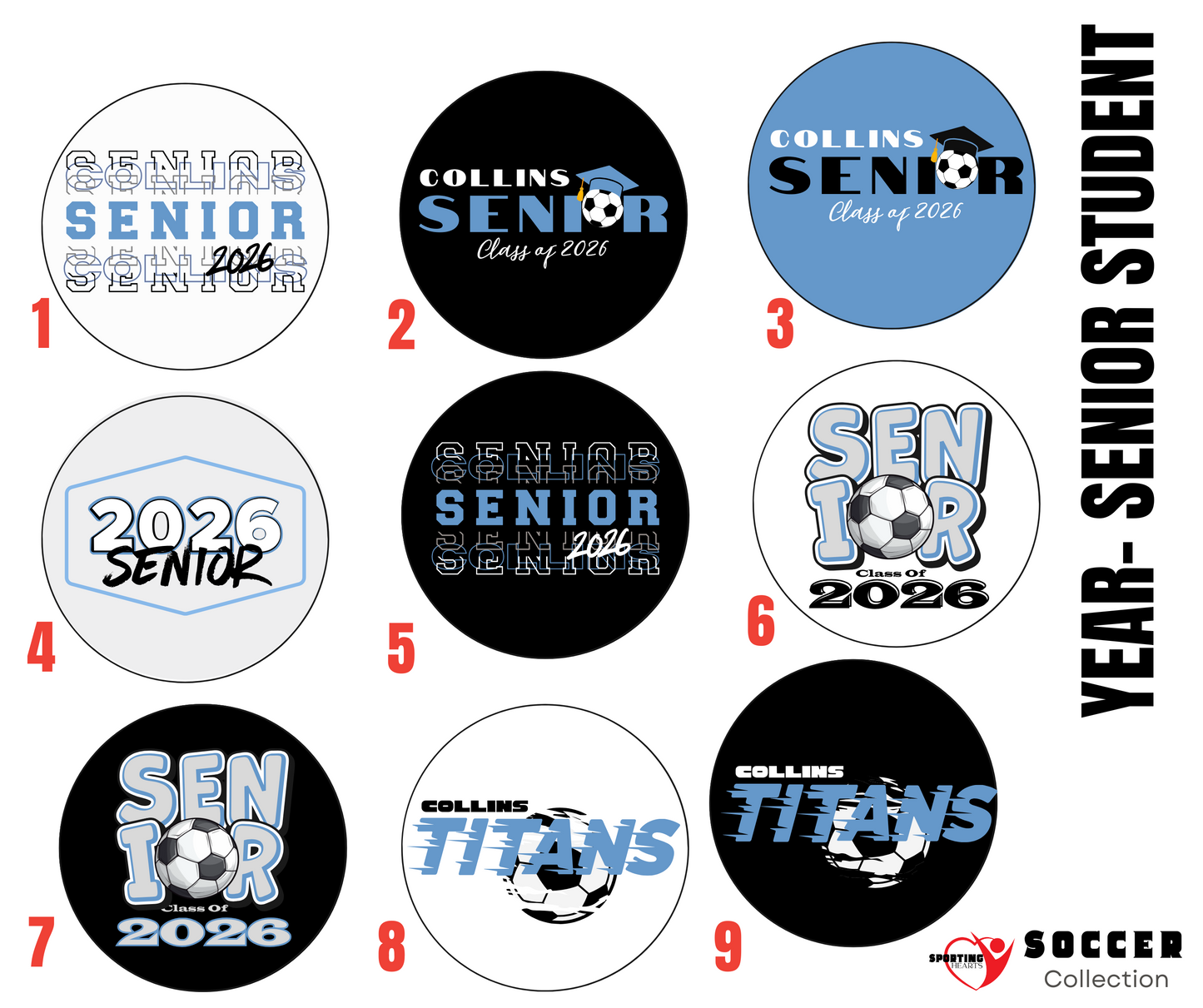 Senior Soccer Player Button Pins- Class of 2026