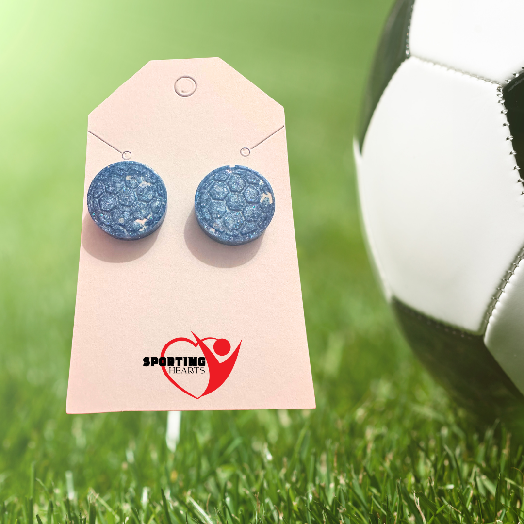Custom Round Sport Glitter Resin Stud Earrings