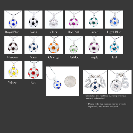 Soccer Ball Crystal Pendant Necklace- 2 sizes
