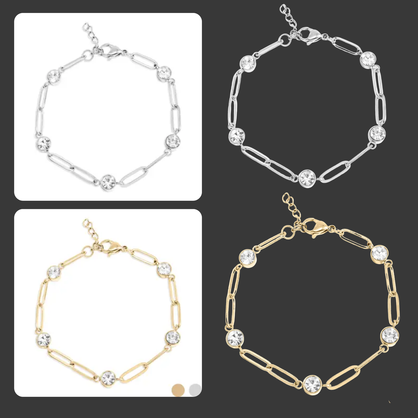 Station Stone Paperclip Chain Bracelet