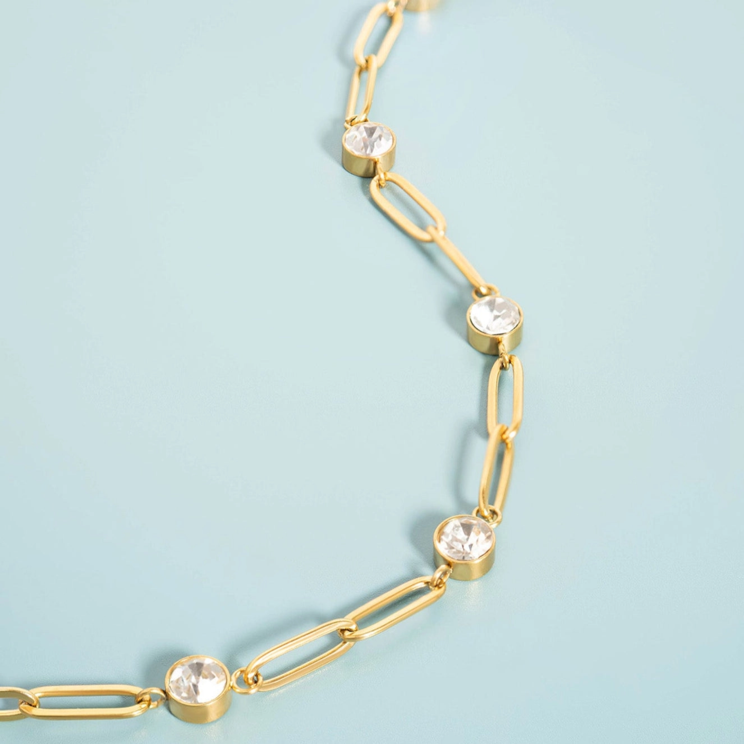 Station Stone Paperclip Chain Bracelet
