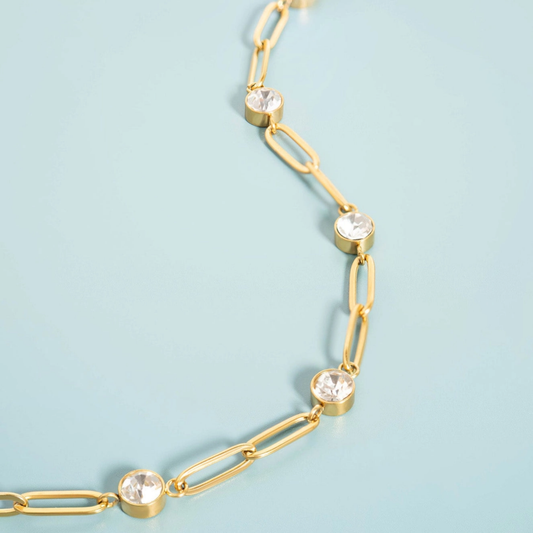 Station Stone Paperclip Chain Bracelet