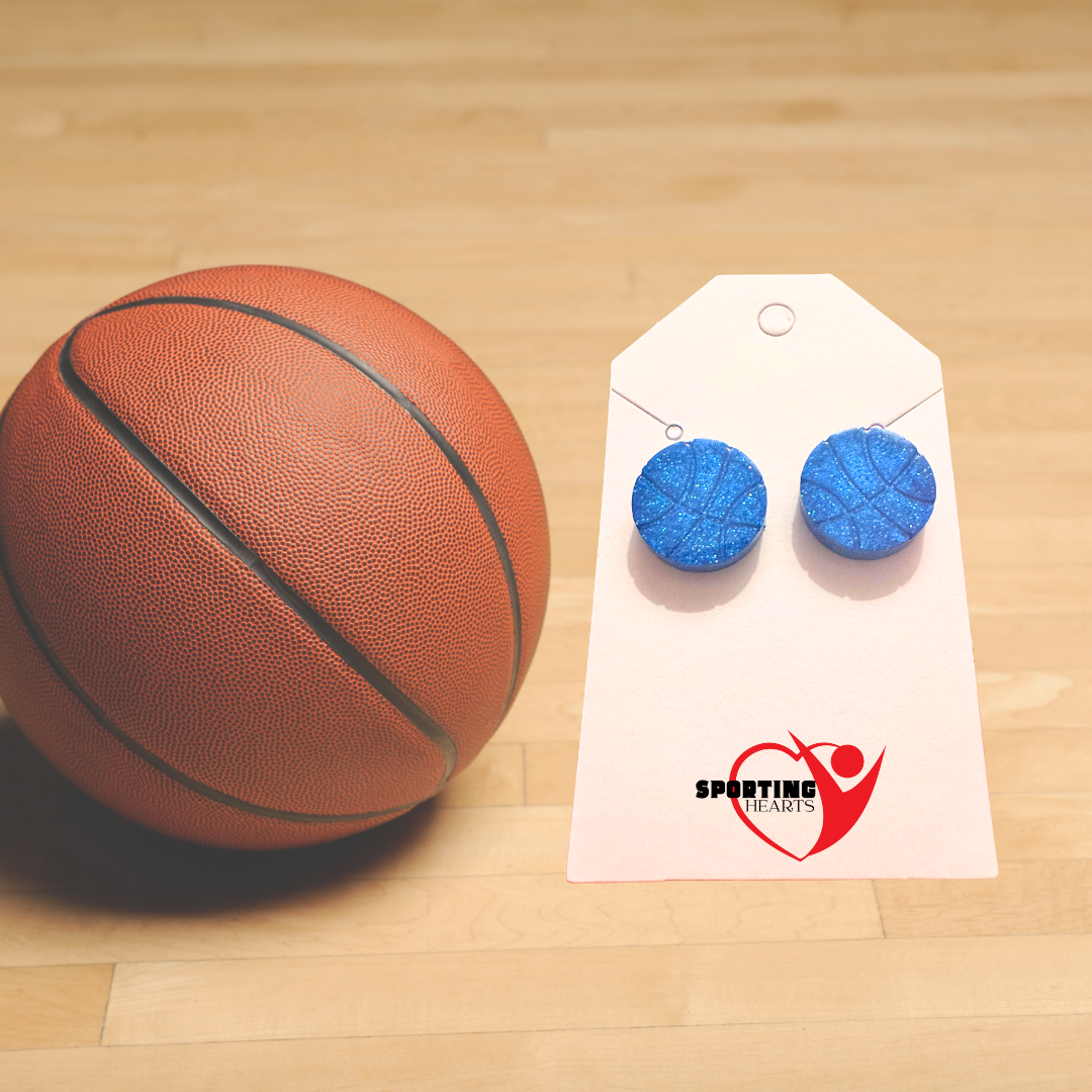 Custom Round Sport Glitter Resin Stud Earrings