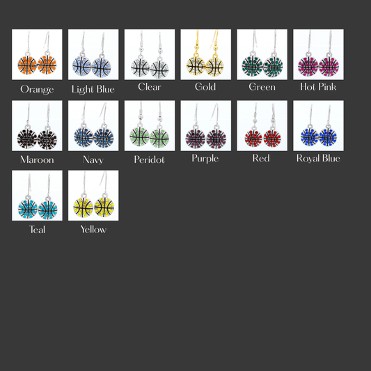 Basketball Crystal Dangle Earrings