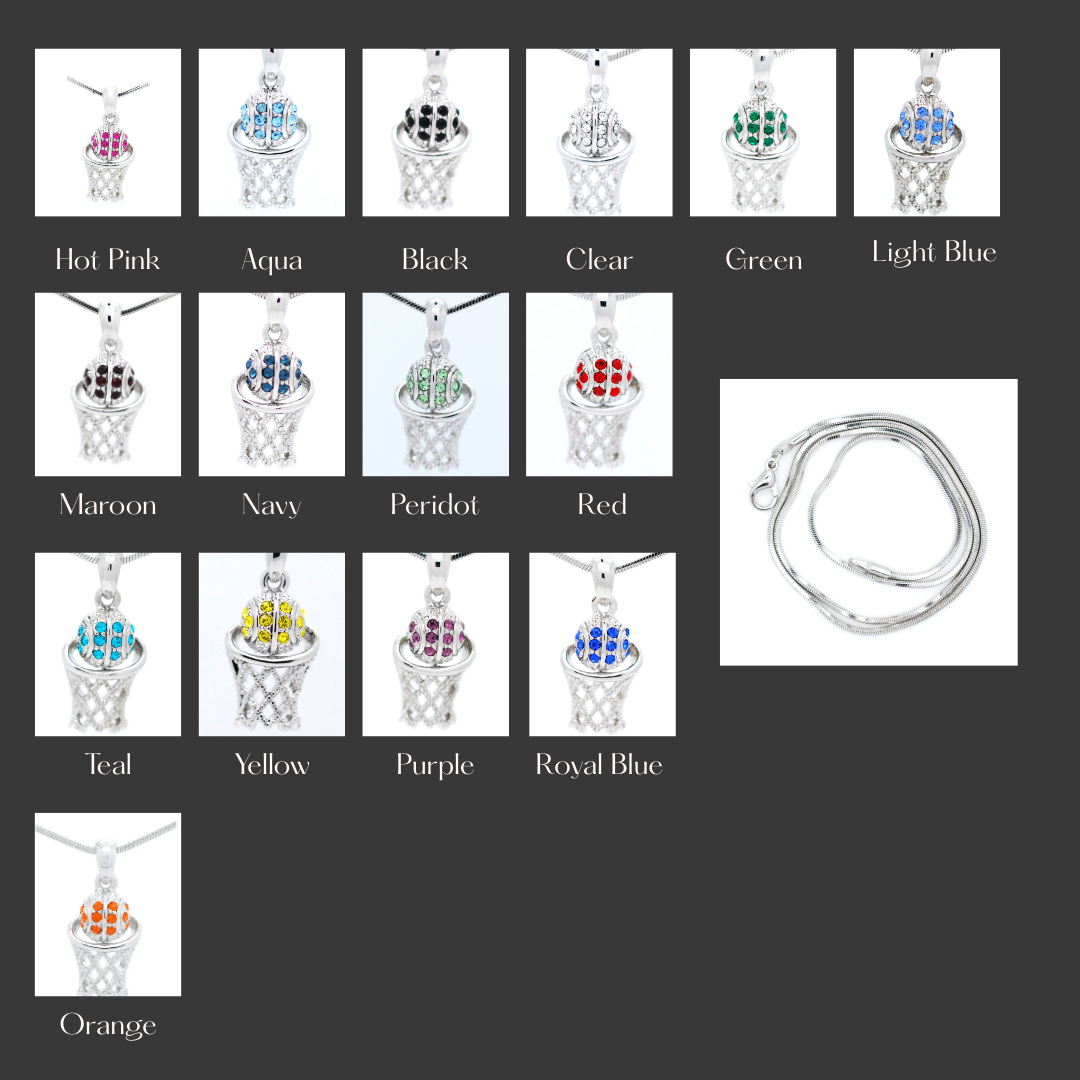 Basketball Crystal Hoop Pendant Necklace