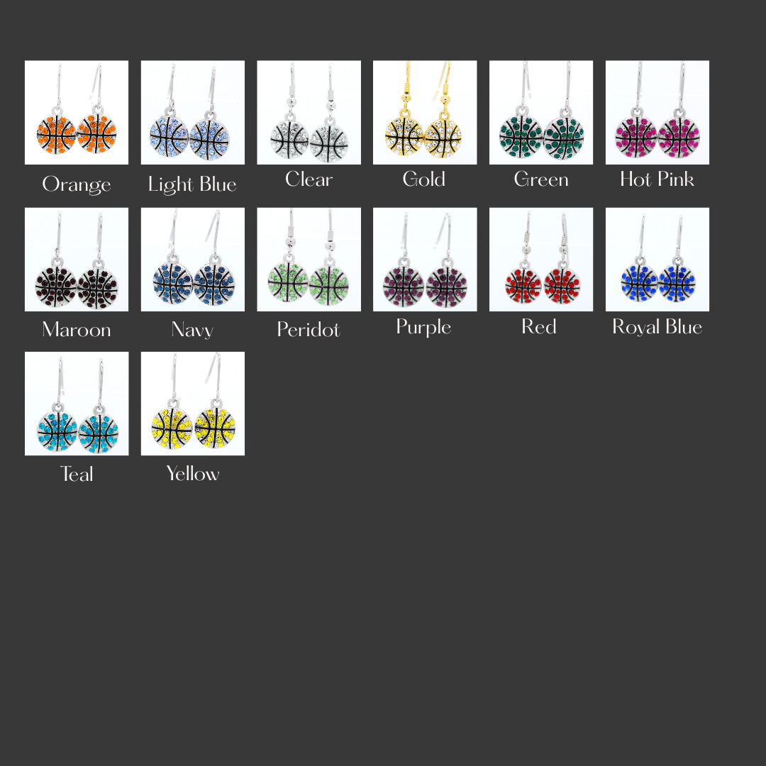 Basketball Crystal Dangle Earrings