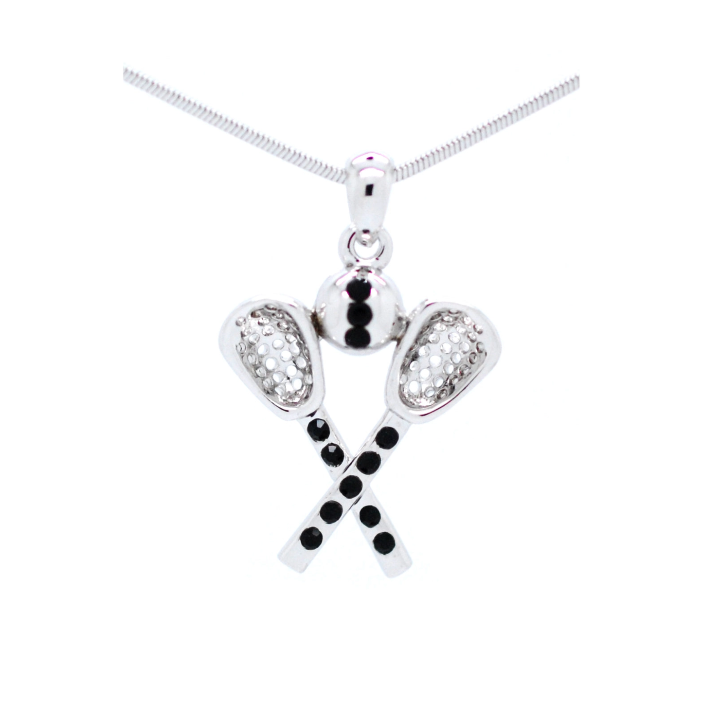 Lacrosse Rhinestone Necklace- Large Pendant