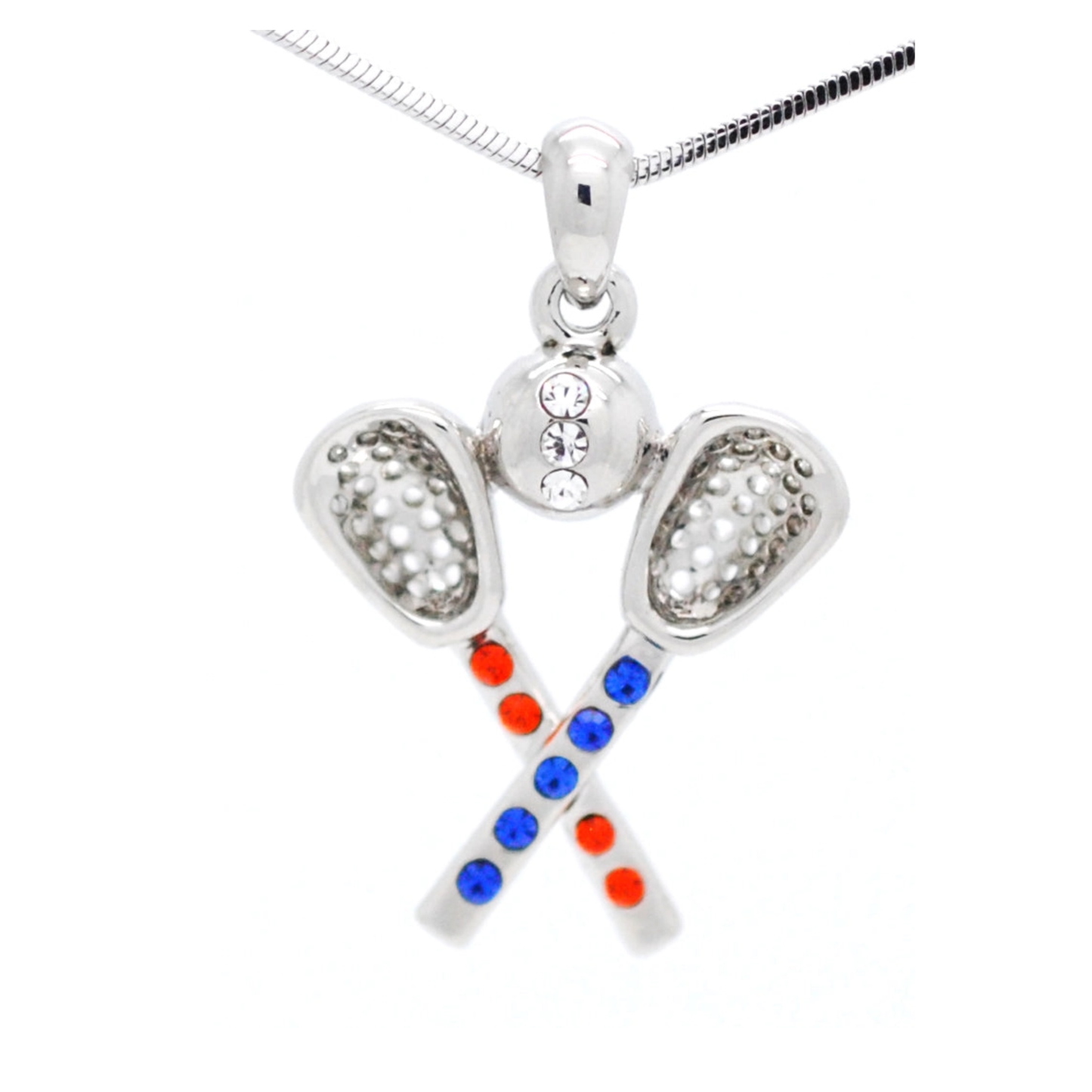 Lacrosse Rhinestone Necklace- Large Pendant