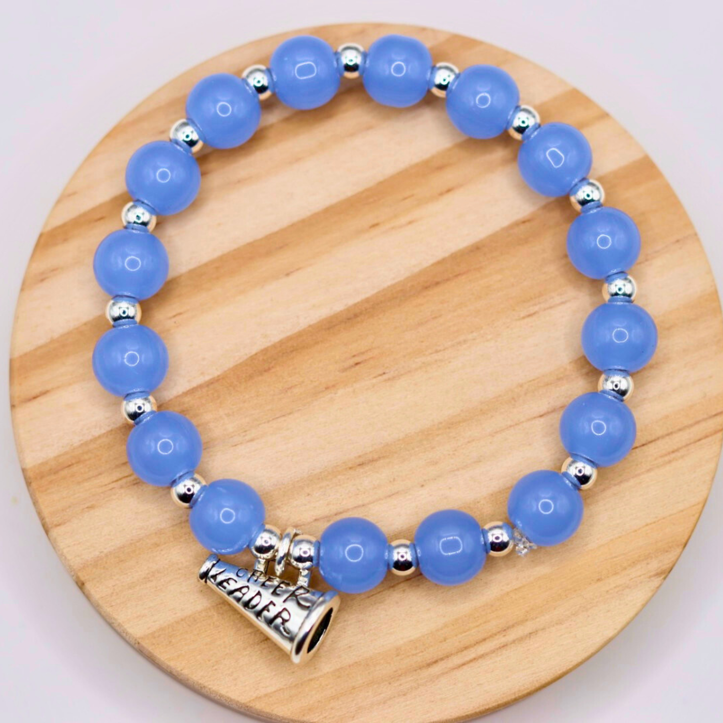 Silver Glass Stretch Sports Charm Bracelet