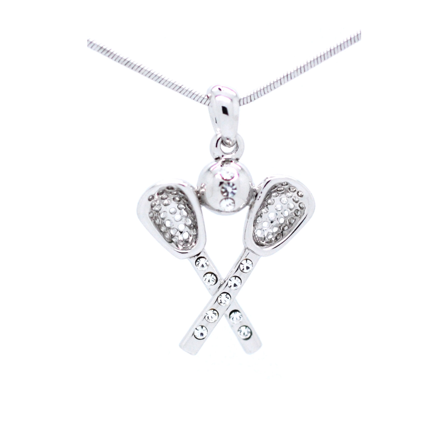 Lacrosse Rhinestone Necklace- Large Pendant
