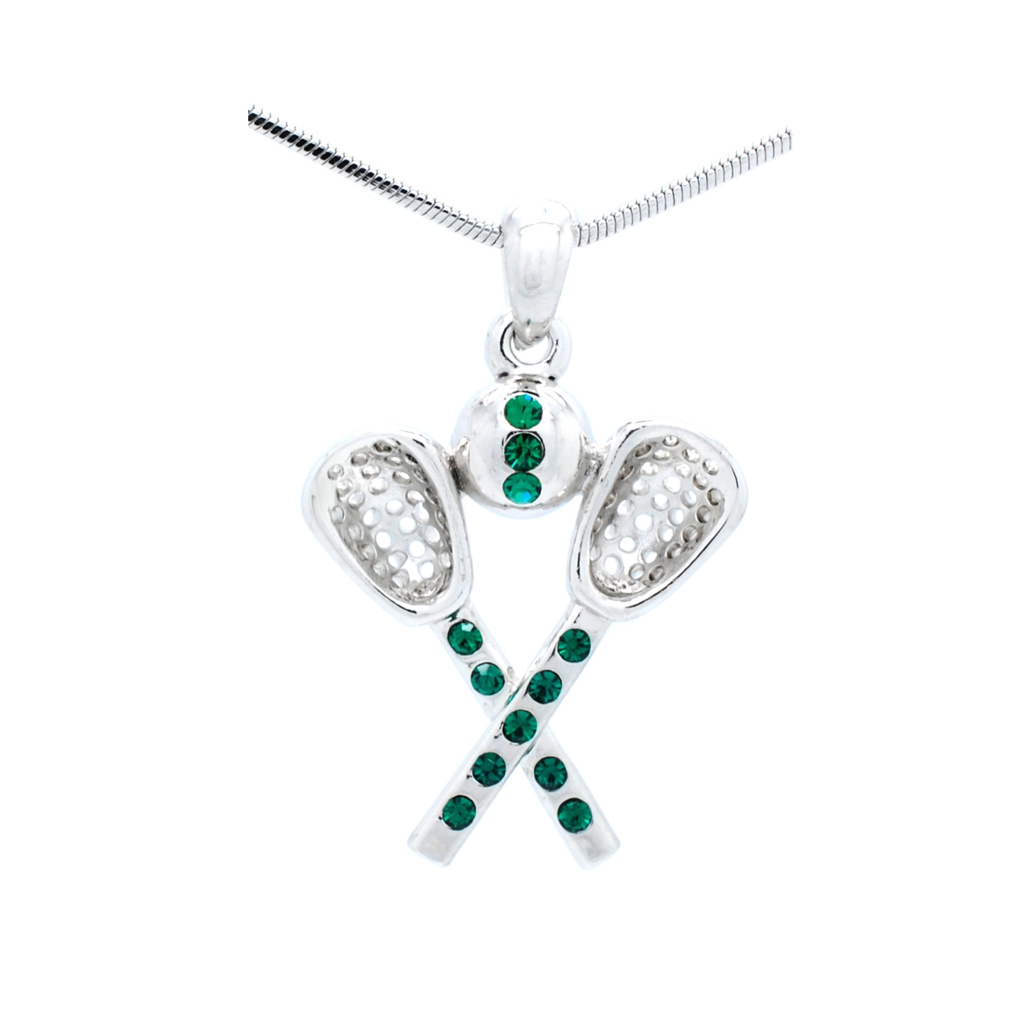 Lacrosse Rhinestone Necklace- Large Pendant