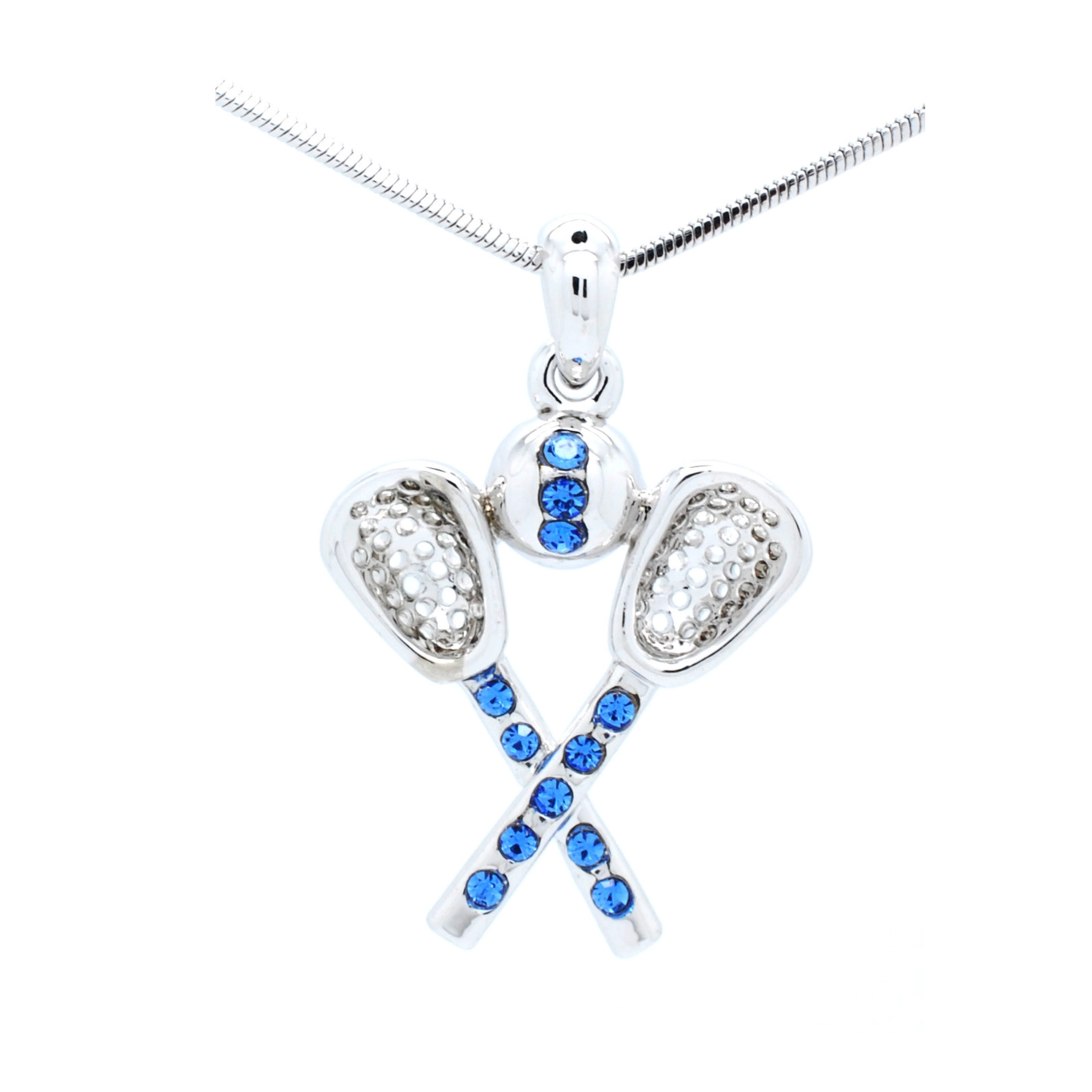 Lacrosse Rhinestone Necklace- Large Pendant