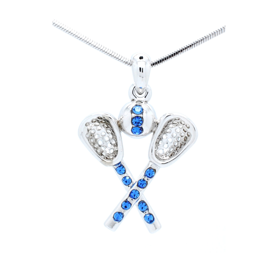 Lacrosse Rhinestone Necklace- Large Pendant