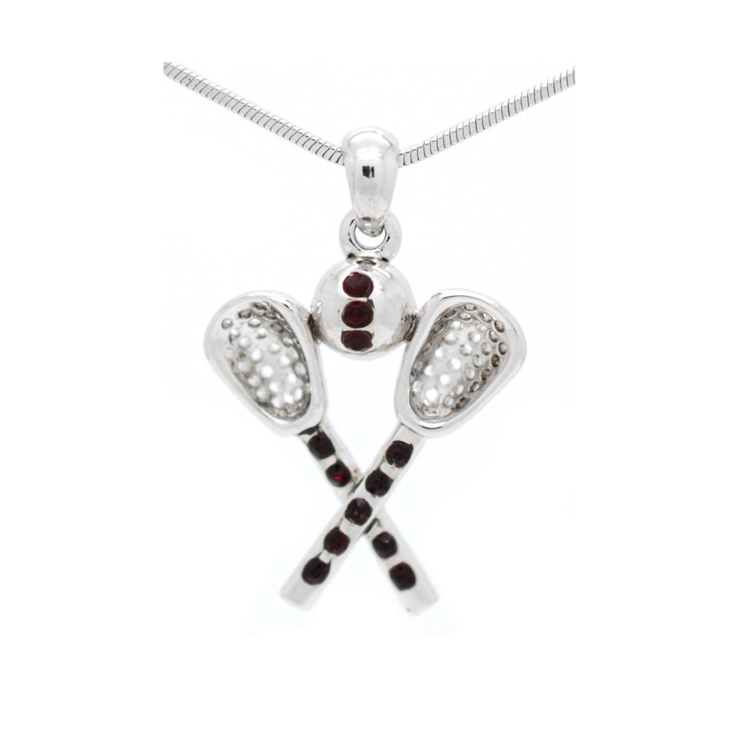 Lacrosse Rhinestone Necklace- Large Pendant