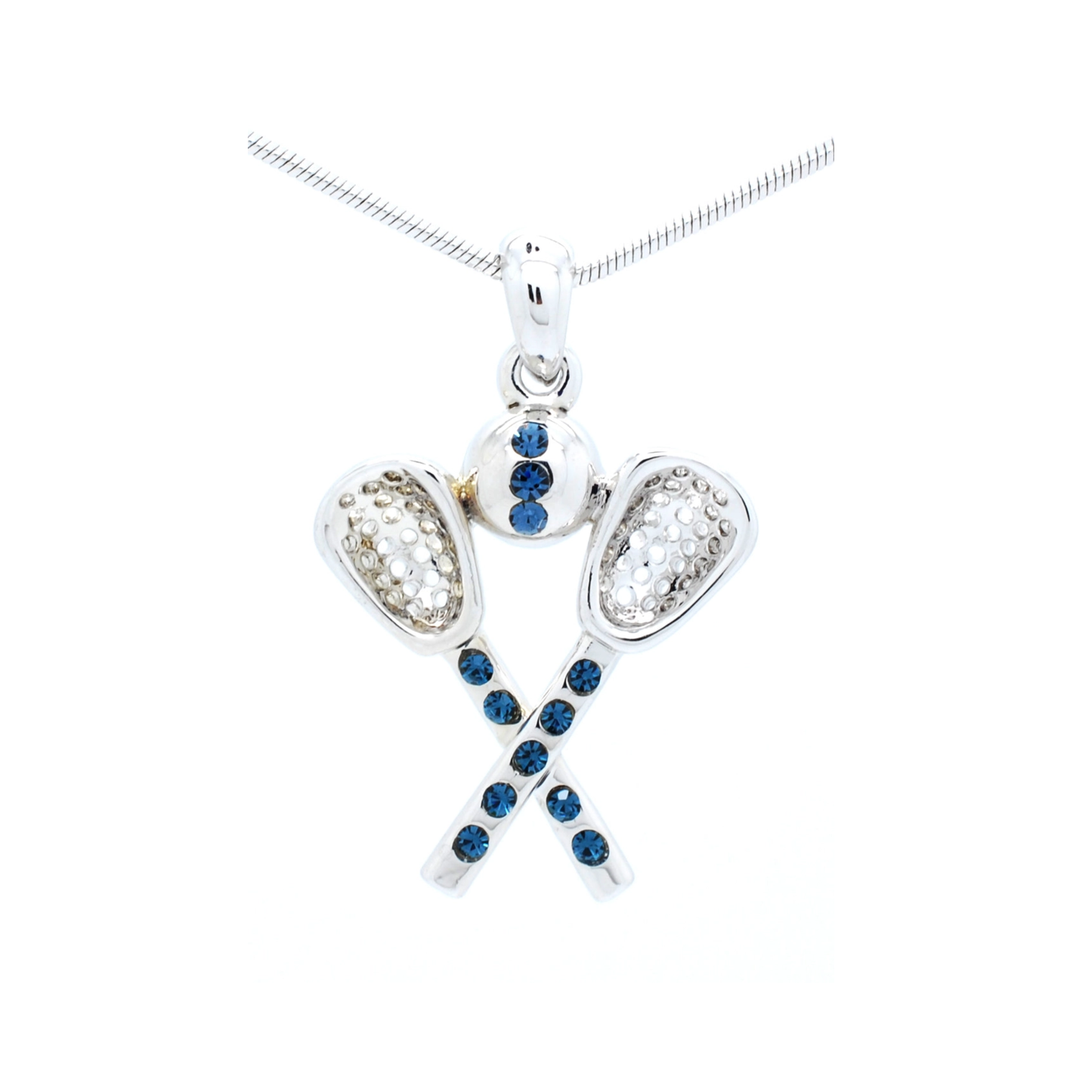 Lacrosse Rhinestone Necklace- Large Pendant