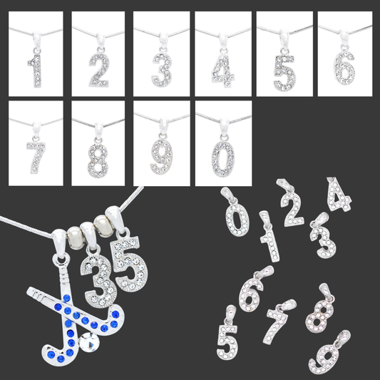 Crystal Number Pendant Charms