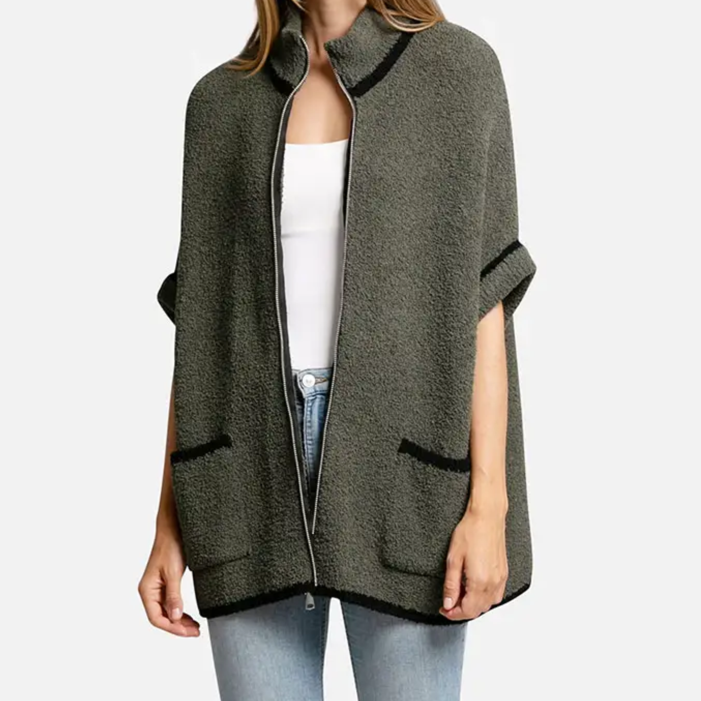 Color Pop Edge Pocket Zipper Jacket