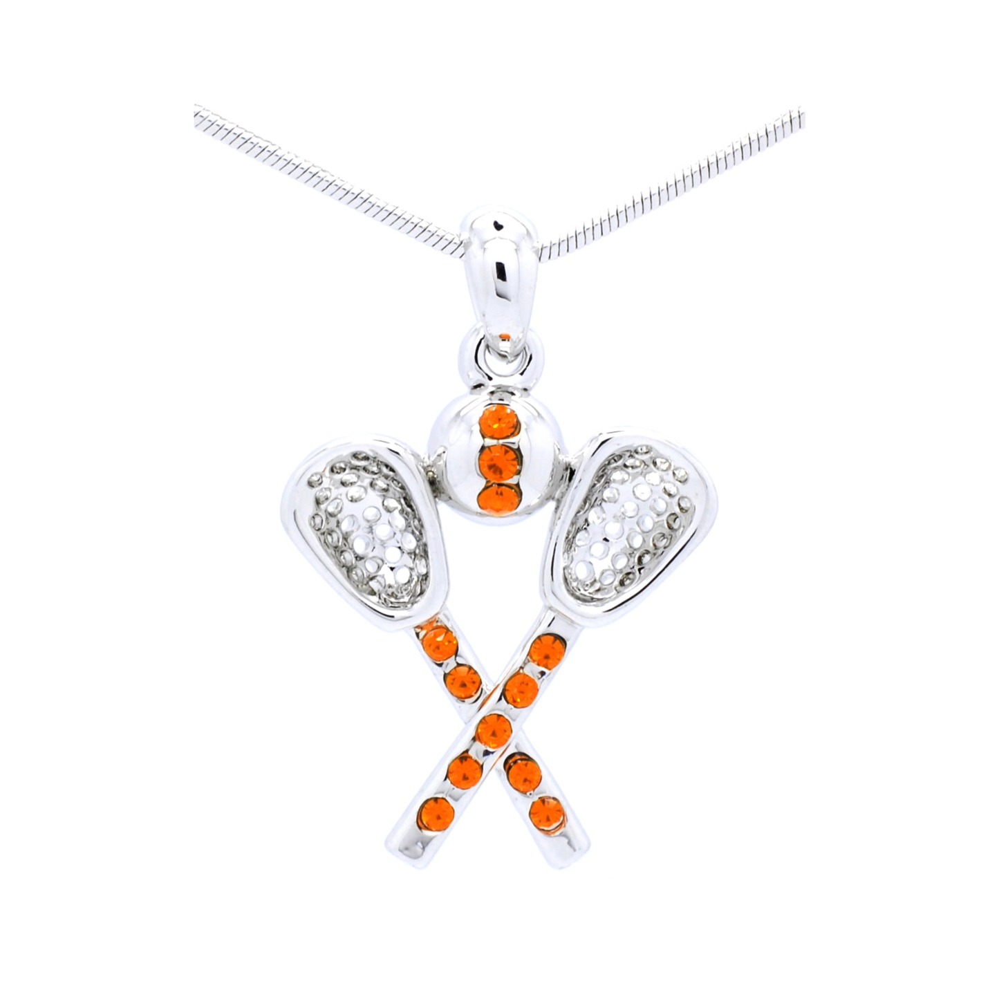 Lacrosse Rhinestone Necklace- Large Pendant