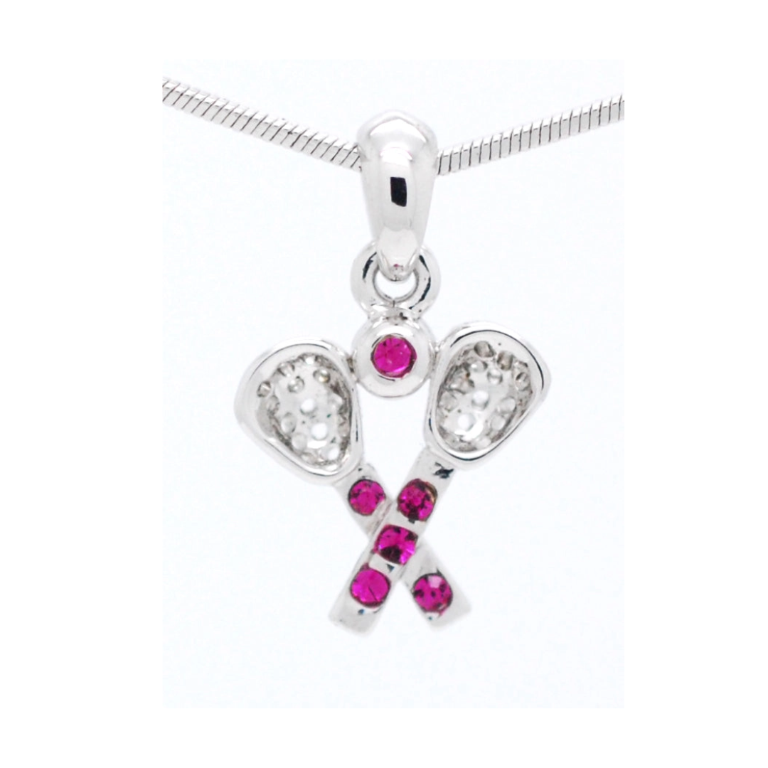 Lacrosse Rhinestone Necklace - Small Pendant
