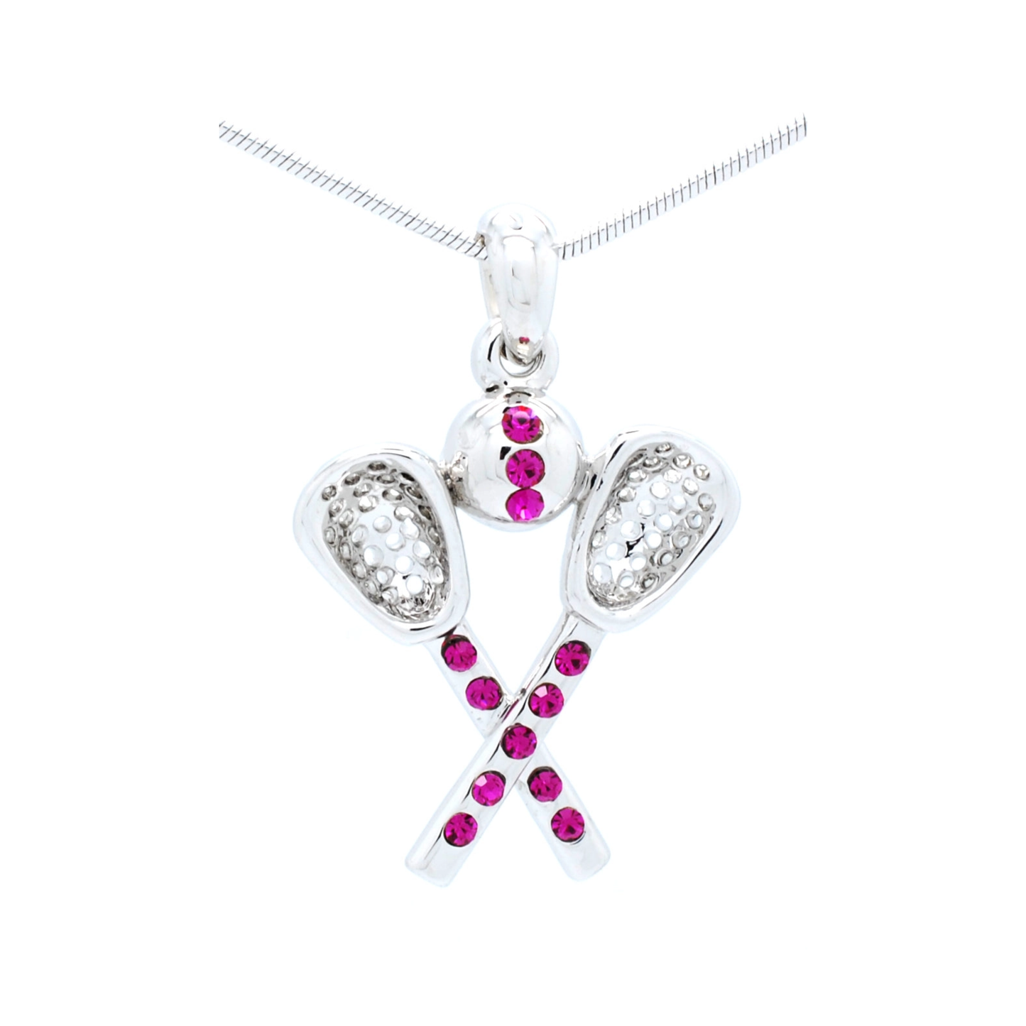 Lacrosse Rhinestone Necklace- Large Pendant