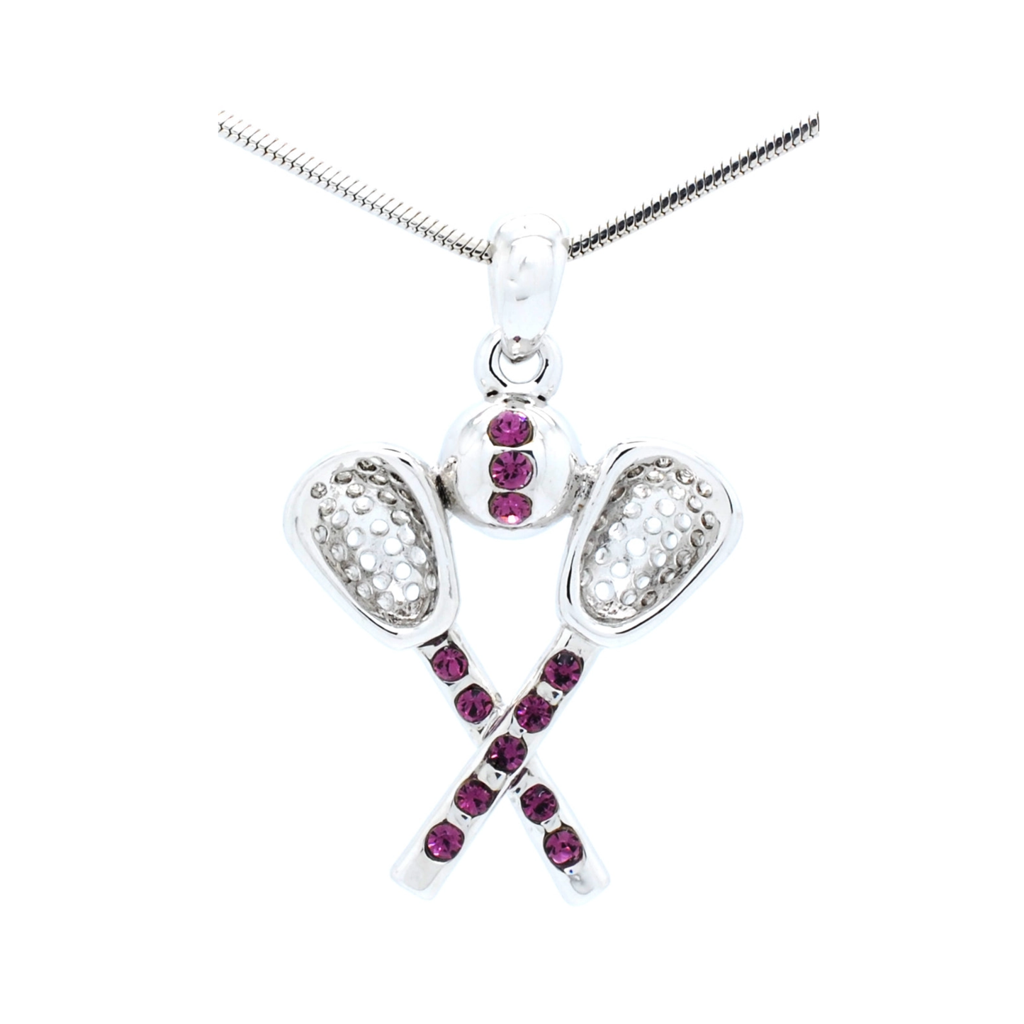 Lacrosse Rhinestone Necklace- Large Pendant