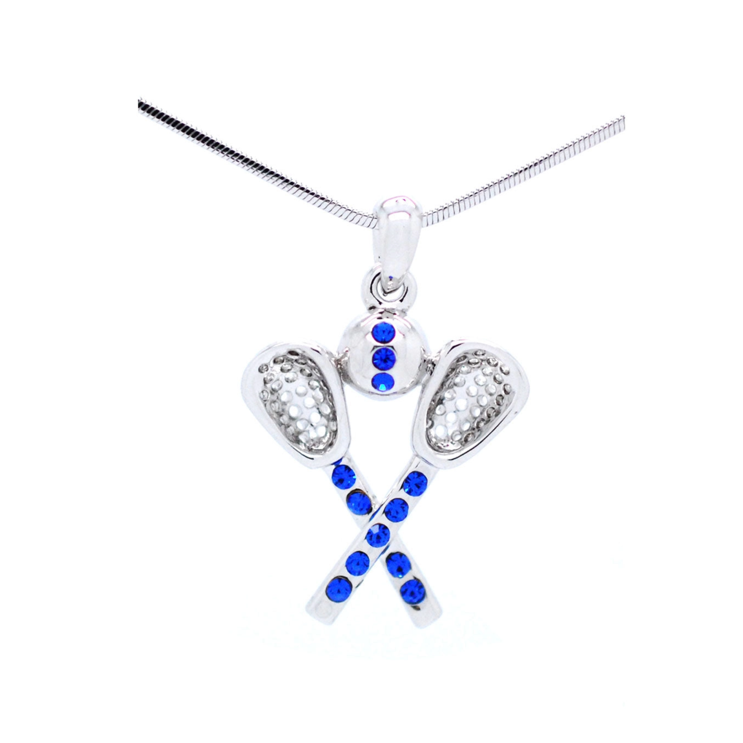 Lacrosse Rhinestone Necklace- Large Pendant