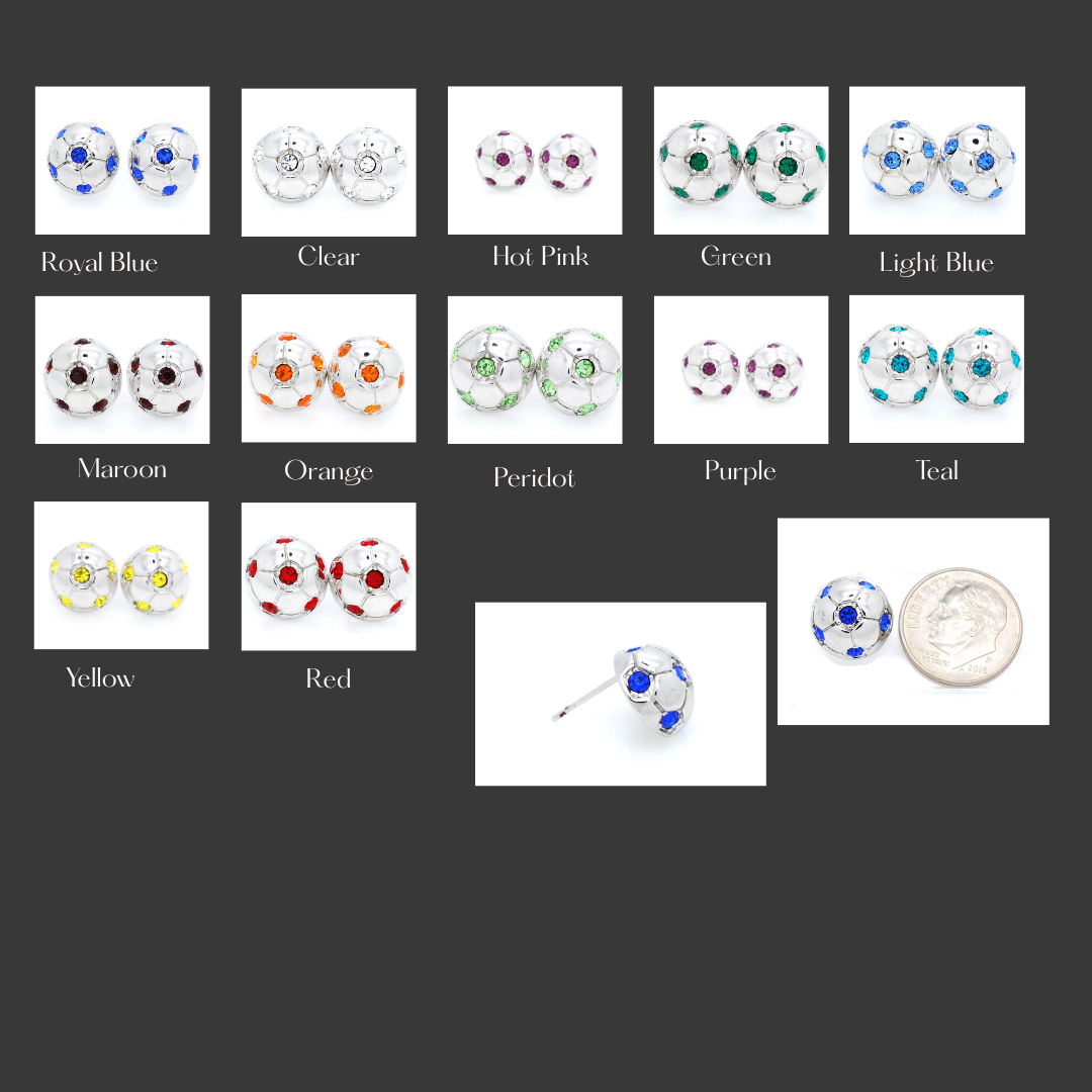 Soccer Ball Crystal Earring Stud
