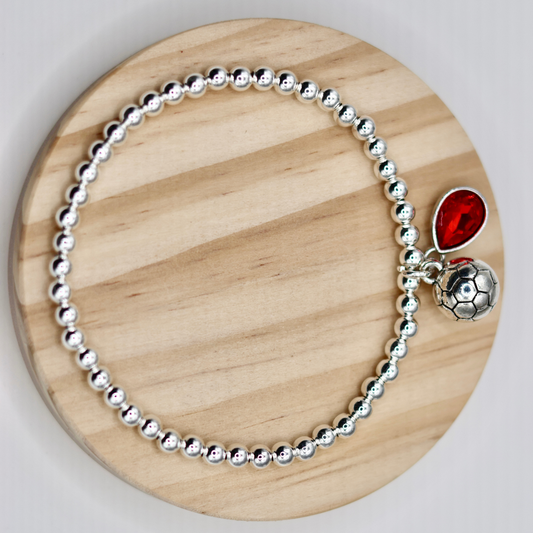 Silver Stretch Sports Charm Bracelet x 1 Rhinestone Charm