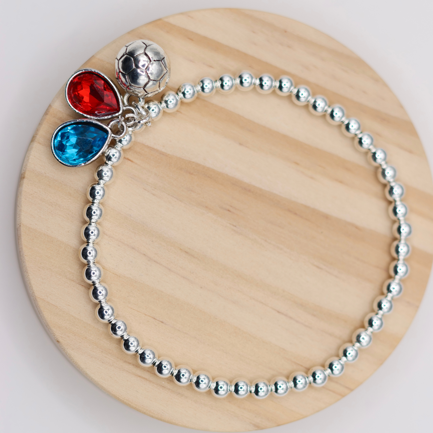 Silver Stretch Sports Charm Bracelet x 2 Rhinestone Charms