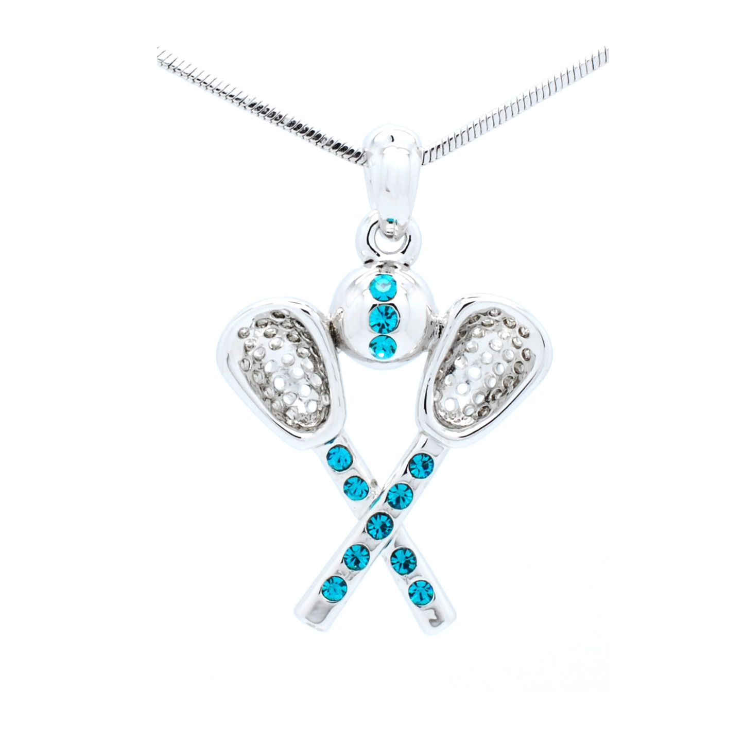 Lacrosse Rhinestone Necklace- Large Pendant