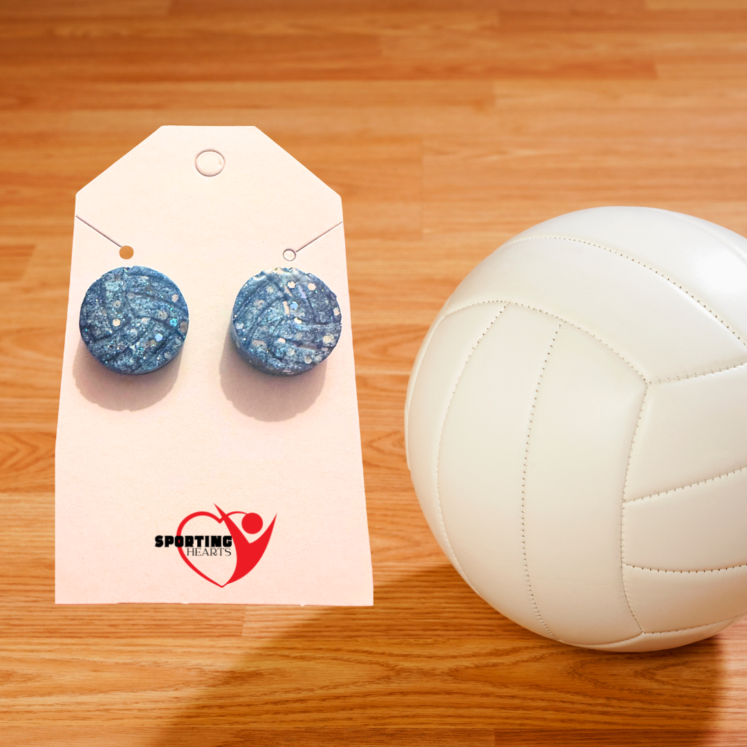 Custom Round Sport Glitter Resin Stud Earrings