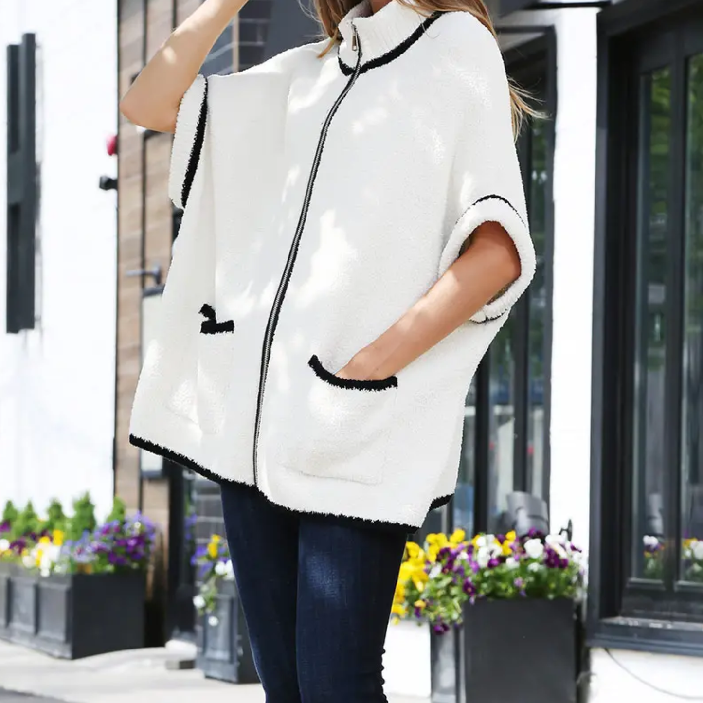 Color Pop Edge Pocket Zipper Jacket